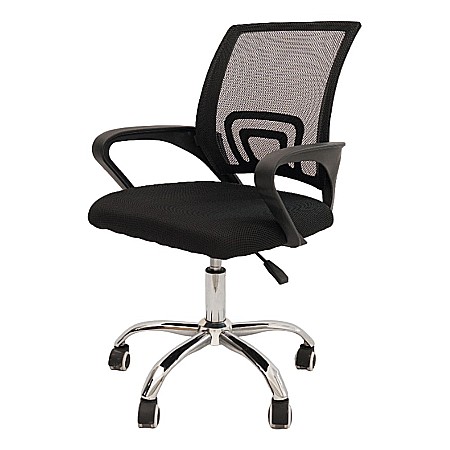 Scaune ergonomice - Scaun birou ergonomic AB002, mesh, inaltime reglabila, baza cromata, suport lombar, 90 kg, negru