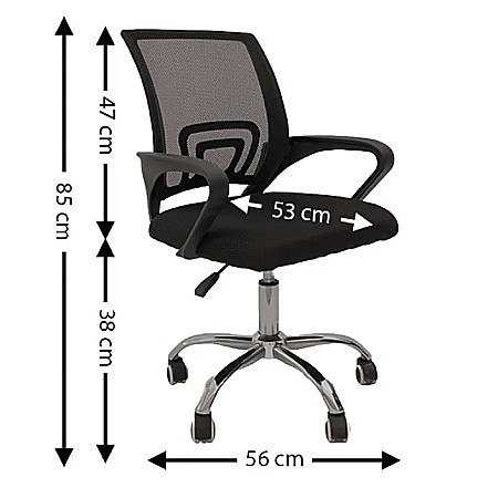 Scaun birou ergonomic AB002, mesh, inaltime reglabila, baza cromata, suport lombar, 90 kg, negru [6]