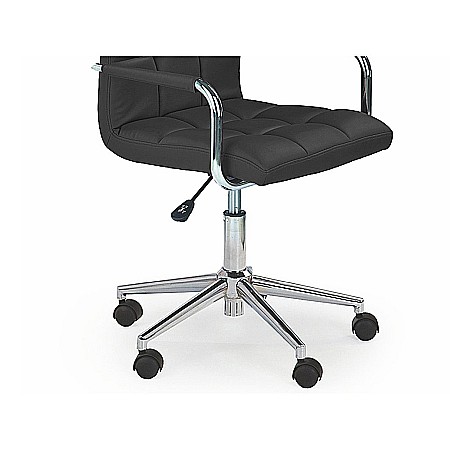Scaun birou ergonomic, HM Gonzo 2, cadru cromat, tapiterie piele ecologica, mecanism de balans, roti pivotante, 90 kg, negru [4]