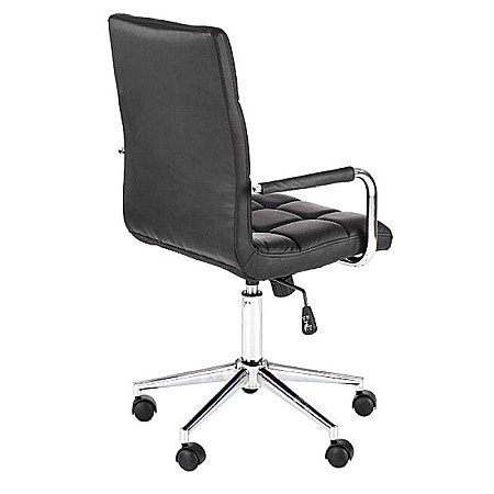 Scaun birou ergonomic, HM Gonzo 2, cadru cromat, tapiterie piele ecologica, mecanism de balans, roti pivotante, 90 kg, negru [2]