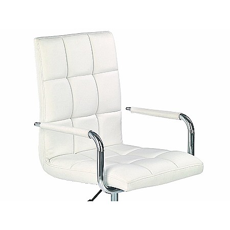 Scaun birou ergonomic, HM Gonzo 2, cadru cromat, tapiterie piele ecologica, mecanism de balans, roti pivotante, 90 kg, alb [4]