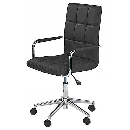 Scaun birou ergonomic, HM Gonzo 2, cadru cromat, tapiterie piele ecologica, mecanism de balans, roti pivotante, 90 kg, negru [1]