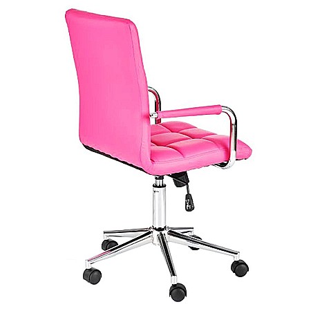 Scaun birou ergonomic, HM Gonzo 2, cadru cromat, tapiterie piele ecologica, mecanism de balans, roti pivotante, 90 kg, roz [2]