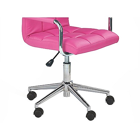 Scaun birou ergonomic, HM Gonzo 2, cadru cromat, tapiterie piele ecologica, mecanism de balans, roti pivotante, 90 kg, roz [4]