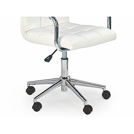 Scaun birou ergonomic, HM Gonzo 2, cadru cromat, tapiterie piele ecologica, mecanism de balans, roti pivotante, 90 kg, alb [5]