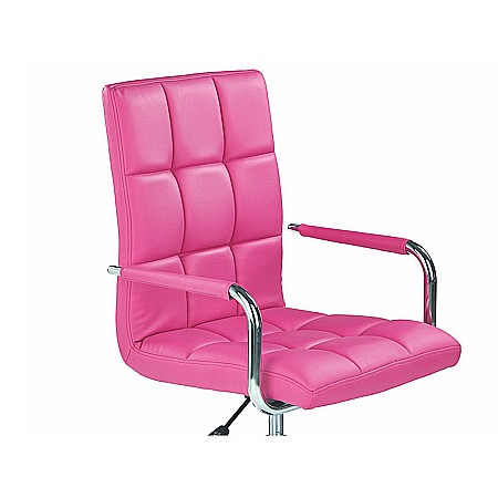 Scaun birou ergonomic, HM Gonzo 2, cadru cromat, tapiterie piele ecologica, mecanism de balans, roti pivotante, 90 kg, roz [3]