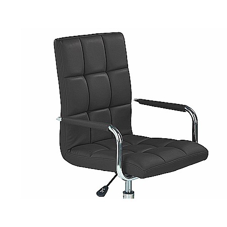 Scaun birou ergonomic, HM Gonzo 2, cadru cromat, tapiterie piele ecologica, mecanism de balans, roti pivotante, 90 kg, negru [3]