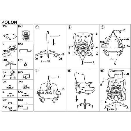 Scaun birou ergonomic HM Polon, mesh, mecanism inclinare, baza polipropilena, suport lombar, tetiera, 100 kg, negru [11]