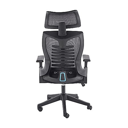 Scaun birou ergonomic HM Polon, mesh, mecanism inclinare, baza polipropilena, suport lombar, tetiera, 100 kg, negru [5]