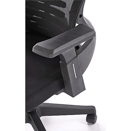 Scaun birou ergonomic HM Polon, mesh, mecanism inclinare, baza polipropilena, suport lombar, tetiera, 100 kg, negru [6]