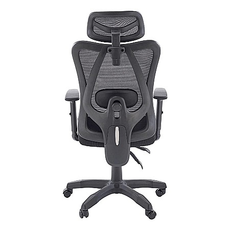 Scaun birou ergonomic HM Ramos, mesh, mecanism multiblock, baza polipropilena, suport lombar reglabil, cotiere ajustabile, 120 kg, negru [5]