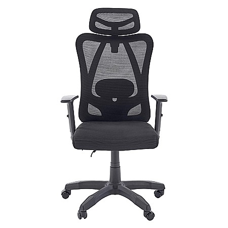 Scaun birou ergonomic HM Ramos, mesh, mecanism multiblock, baza polipropilena, suport lombar reglabil, cotiere ajustabile, 120 kg, negru [2]