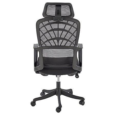 Scaun birou ergonomic HM Vesuvio, mesh, mecanism balans, baza polipropilena, suport lombar, tetiera ajustabila,120 kg, negru [3]