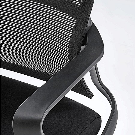 Scaun birou ergonomic HM Vesuvio, mesh, mecanism balans, baza polipropilena, suport lombar, tetiera ajustabila,120 kg, negru [10]