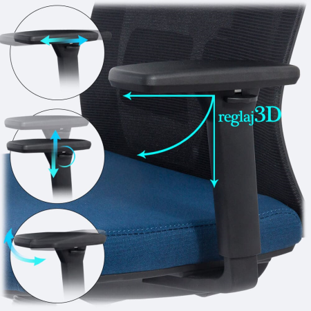 Scaun birou ergonomic multifunctional SYYT 9501, mesh, sezut reglabil, brate ajustabile 3D, 120 kg [3]