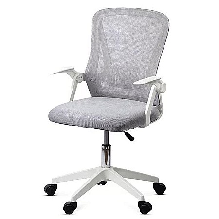 Scaune ergonomice - Scaun birou ergonomic OFF 433, mesh, inaltime ajustabila, baza polipropilena, suport lombar, cotiere rabatabile, 90 kg, gri
