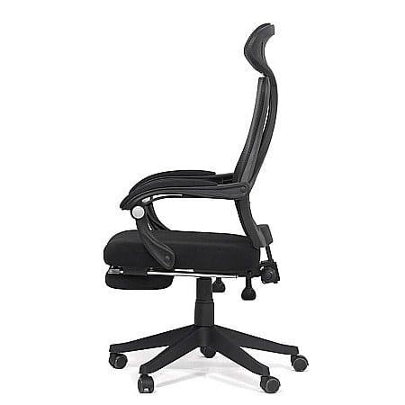 Scaun birou ergonomic OFF 927, mesh, recliner, suport picioare retractabil, 100 kg, negru [1]