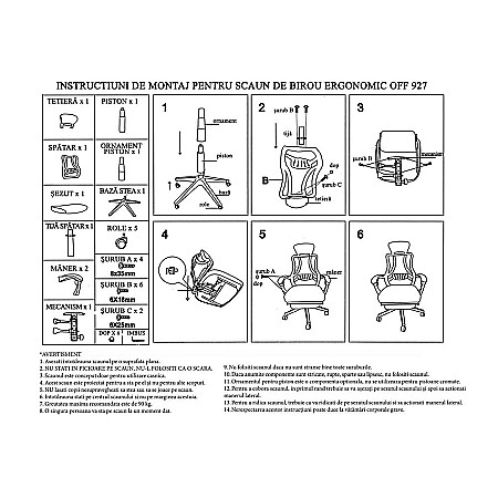 Scaun birou ergonomic OFF 927, mesh, suport picioare ajustabil, functie recliner, suport lombar, tetiera detasabila, 100 kg, alb [1]