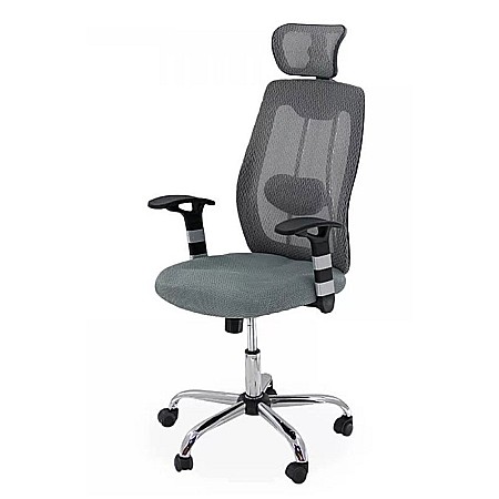 Scaune cu mesh - Scaun birou ergonomic OFF 988, mesh, baza cromata, suport lombar, inaltime reglabila, mecanism balans, 110 kg