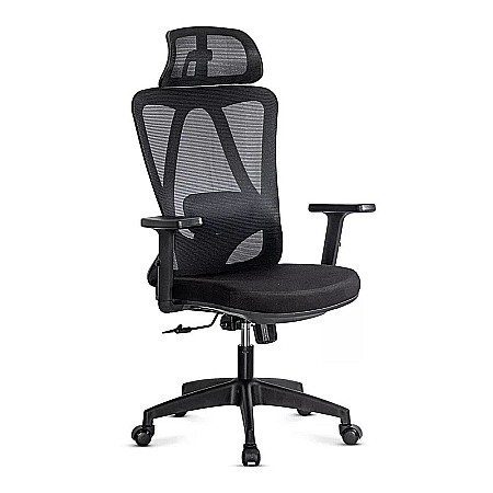 Scaune birou - Scaun birou ergonomic OFF987, mesh, mecanism a-sincron, cotiere reglabile, 110 kg, negru