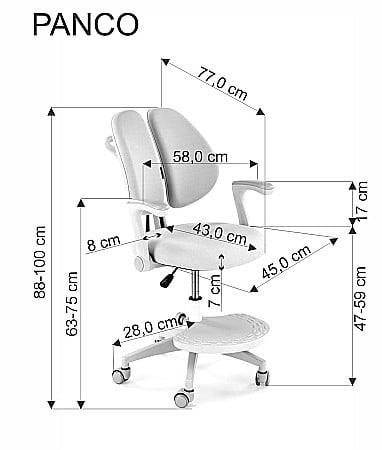Scaun birou ergonomic pentru copii HM Panco, ajustabil pe inaltime si adancime, mesh, suport pentru picioare, 70 kg, bleu [11]