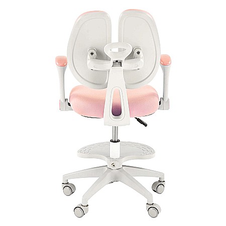 Scaun birou ergonomic pentru copii HM Panco, ajustabil pe inaltime si adancime, mesh, suport pentru picioare, roz [2]