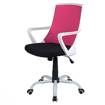 Scaun birou ergonomic, SL Q248, tapiterie stofa, reglabil pe inaltime, roti pivotante, mecanism balansare, 100 Kg, Negru/Roz [1]