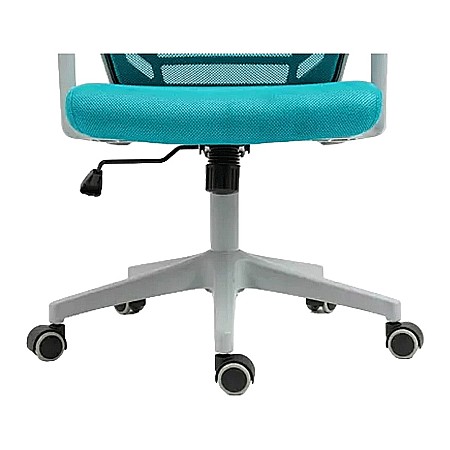 Scaun birou ergonomic SL Q320, mesh, mecanism inclinare, baza polipropilena, suport lombar, roti cauciucate, 90 kg, albastru/gri [4]