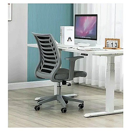 Scaun birou ergonomic SL Q320, mesh, mecanism inclinare, baza polipropilena, suport lombar, roti cauciucate, 90 kg, negru/gri [9]