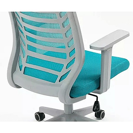 Scaun birou ergonomic SL Q320, mesh, mecanism inclinare, baza polipropilena, suport lombar, roti cauciucate, 90 kg, albastru/gri [3]