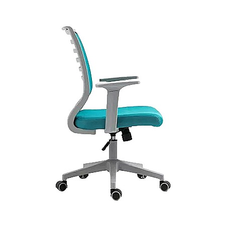 Scaun birou ergonomic SL Q320, mesh, mecanism inclinare, baza polipropilena, suport lombar, roti cauciucate, 90 kg, albastru/gri [5]