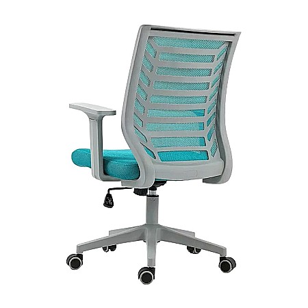 Scaun birou ergonomic SL Q320, mesh, mecanism inclinare, baza polipropilena, suport lombar, roti cauciucate, 90 kg, albastru/gri [8]