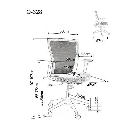 Scaun birou ergonomic SL Q328, mesh, inaltime reglabila, roti pivotante, cadru polipropilena, 136 kg, negru/albastru [6]