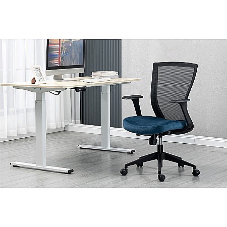 Scaun birou ergonomic SL Q328, mesh, inaltime reglabila, roti pivotante, cadru polipropilena, 136 kg, negru/albastru [5]