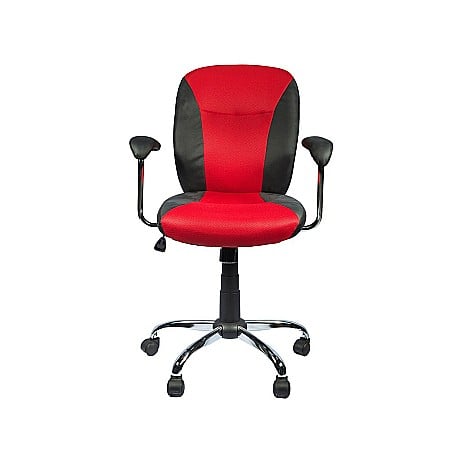 Produse - Scaun birou GN45, mesh/piele ecologica, mecanism balans, inaltime reglabila, 80 kg, rosu/negru