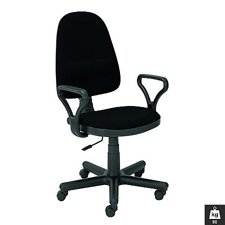 Scaune pentru birou - Scaun birou HM Bravo, Ergonomic, Polipropilena, Stofa, Inaltime ajustabila, 90 kg, Negru