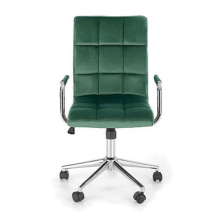 Scaun birou HM Gonzo 4, stofa tip catifea, mecanism de balans, cu brate tapitate, cadru cromat, rotatie 360°, 90 kg, verde [4]