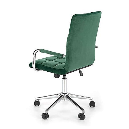 Scaun birou HM Gonzo 4, stofa tip catifea, mecanism de balans, cu brate tapitate, cadru cromat, rotatie 360°, 90 kg, verde [2]