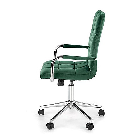 Scaun birou HM Gonzo 4, stofa tip catifea, mecanism de balans, cu brate tapitate, cadru cromat, rotatie 360°, 90 kg, verde [3]