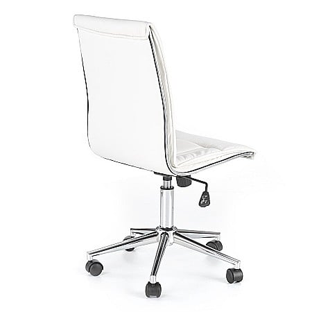 Scaun birou HM Porto, piele ecologica, baza cromata, inaltime ajustabila, rotativ, 90 kg, alb [2]