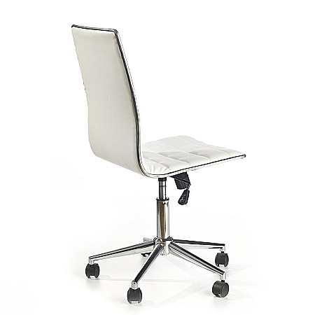 Scaun birou HM Tirol, Ergonomic, Piele ecologica, Cadru cromat, Inaltime ajustabila, 90 kg, 107x44x41 cm, Alb [2]
