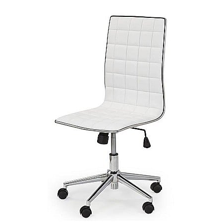 Scaun birou HM Tirol, Ergonomic, Piele ecologica, Cadru cromat, Inaltime ajustabila, 90 kg, 107x44x41 cm, Alb [1]