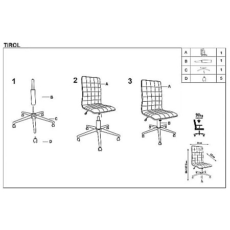 Scaun birou HM Tirol, Ergonomic, Piele ecologica, Cadru cromat, Inaltime ajustabila, 90 kg, 107x44x41 cm, Alb [4]