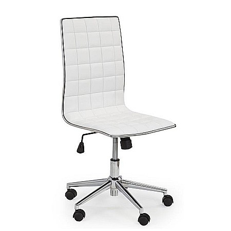 Scaun birou HM Tirol, Ergonomic, Piele ecologica, Cadru cromat, Inaltime ajustabila, 90 kg, 107x44x41 cm, Alb [5]