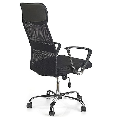 Scaun birou HM Vire, Mesh, Ergonomic, Cadru Metal, Tetiera cu piele ecologica, Inaltime ajustabila, Mecanism balansare, 100 Kg, Negru [2]