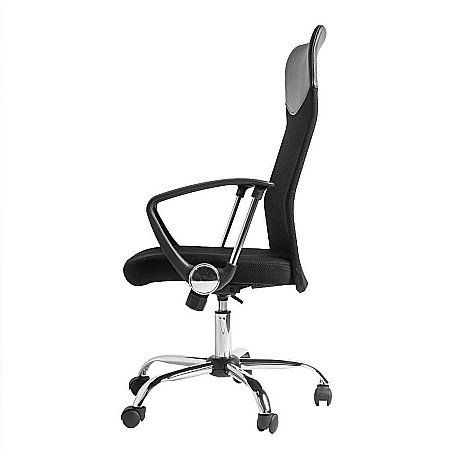 Scaun birou HM Vire, Mesh, Ergonomic, Cadru Metal, Tetiera cu piele ecologica, Inaltime ajustabila, Mecanism balansare, 100 Kg, Negru [3]