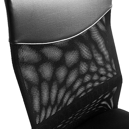 Scaun birou HM Vire, Mesh, Ergonomic, Cadru Metal, Tetiera cu piele ecologica, Inaltime ajustabila, Mecanism balansare, 100 Kg, Negru [8]