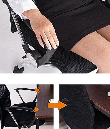 Scaun birou HM Vire, Mesh, Ergonomic, Cadru Metal, Tetiera cu piele ecologica, Inaltime ajustabila, Mecanism balansare, 100 Kg, Negru [6]