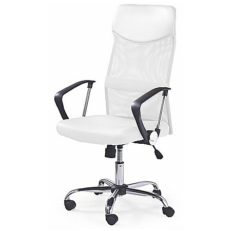 Scaun birou HM Vire, Mesh, Ergonomic, Tetiera cu piele ecologica, Inaltime ajustabila, Mecanism balansare, Rotire 360 ˚, 100 Kg, Alb [1]