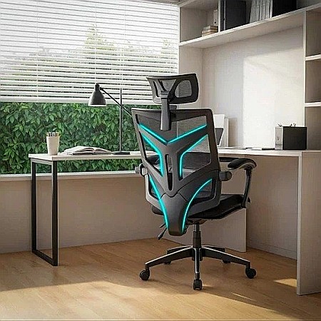 Scaun birou mesh OFF434, ergonomic, rabatabil, cu tetiera, respirabil,100 kg [9]